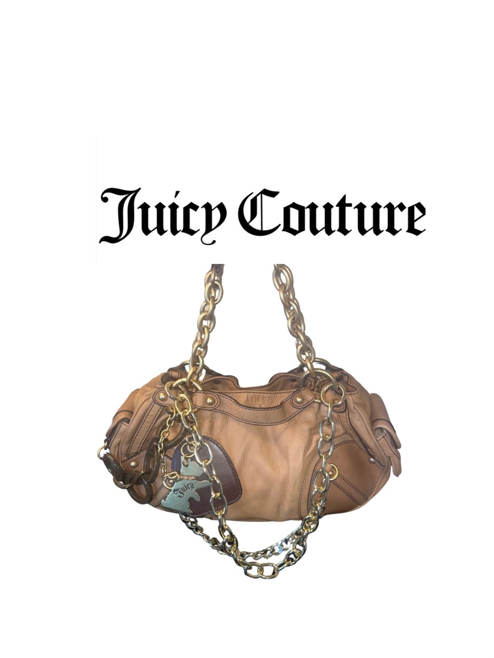 Juicy Couture Vintage Tan & Brown Leather Shoulder Bag